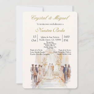 Invitation Cérémonie mariage beige