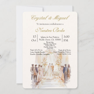 Invitation Cérémonie mariage beige