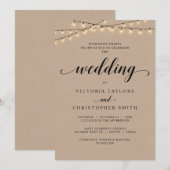 Invitation Cérémonie Mariage de l'église, Lumières à cordes,  (Devant / Derrière)