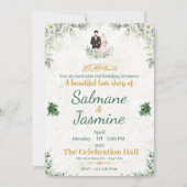 Invitation Cérémonie Mariage islamique Musulmans Flore verte (Devant)