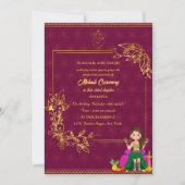 Invitation Cérémonie Mehndi de la mariée indienne élément dor (Devant)