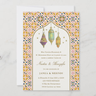 Invitation Cérémonie Mehndi de Lumières Florales Classe Ornée