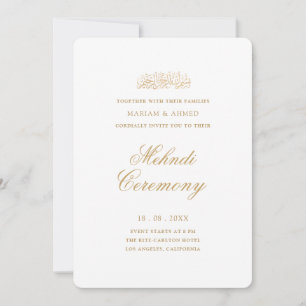Invitation Cérémonie minimale moderne de henné Mehndi en or s