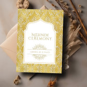 Invitation Cérémonie musulmane de Mehndi royale d'or Damas
