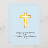 Invitation Cérémonie religieuse de Croix d'or moderne simple (Devant / Derrière)