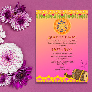 Invitation Cérémonie Sangeet de pré-mariage indien