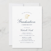 Invitation cérémonie simple de remise de diplômes bleu et bla (Devant)