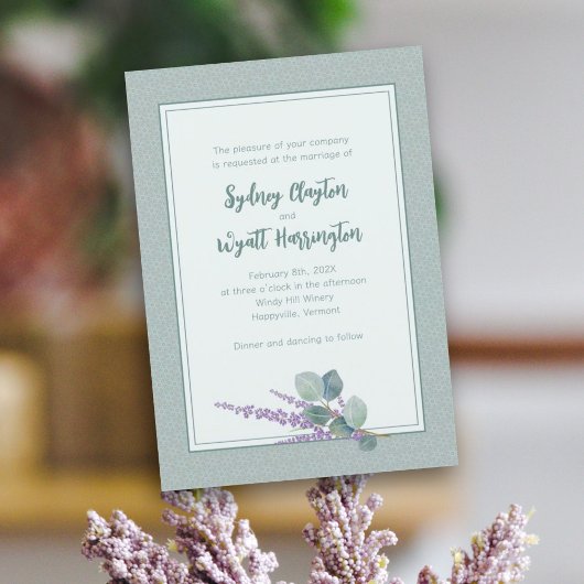 Invitation Cérémonie simple Eucalyptus Feuille Mariage