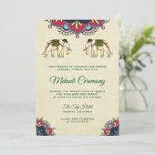 Invitation Cérémonie traditionnelle Mehndi au henné indien po (Debout devant)