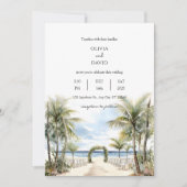 Invitation Cérémonie Tropical Palm Lined Beach Mariage Aisle (Devant)