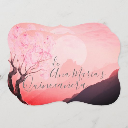 Invitation Cerezo japonés rosa y définitivamente brumosas (Devant / Derrière)