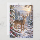 Invitation Cerf à queue blanche élégant Noël bois (Dos)