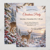 Invitation Cerf à queue blanche élégant Noël bois (Devant / Derrière)