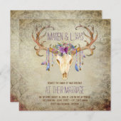 Invitation Cerf Antler Crâne Sud-Ouest Mariage (Devant / Derrière)