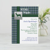 Invitation Cerf Argenté à Carreaux Bleus (Debout devant)