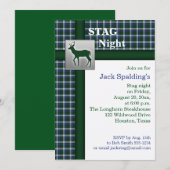 Invitation Cerf Argenté à Carreaux Bleus (Devant / Derrière)