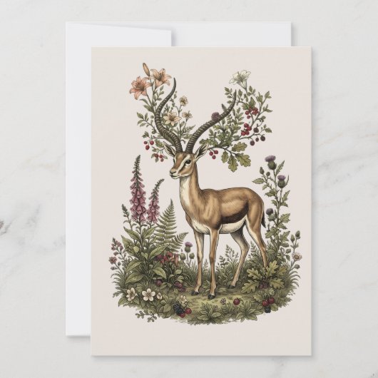 Invitation Cerf aux fleurs sauvages  (Devant)