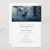 Invitation Cerf avec Antlers dans le Mariage de Forêt Ombragé (Devant / Derrière)