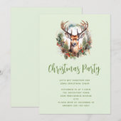 Invitation Cerf brun avec bois Noël rustique (Devant / Derrière)