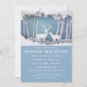 Invitation Cerf coupé en papier en forêt (Devant)