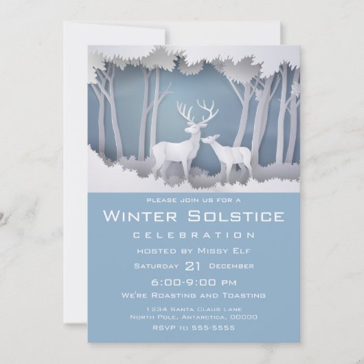 Invitation Cerf coupé en papier en forêt (Devant)