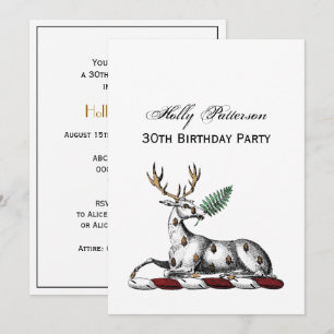 Invitation Cerf Daim avec Emblème de Crête Héraldique de Foug