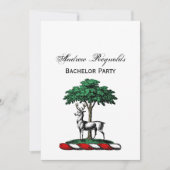 Invitation Cerf Daim devant un Arbre Blason Emblématique (Devant)