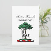 Invitation Cerf Daim devant un Arbre Blason Emblématique (Debout devant)