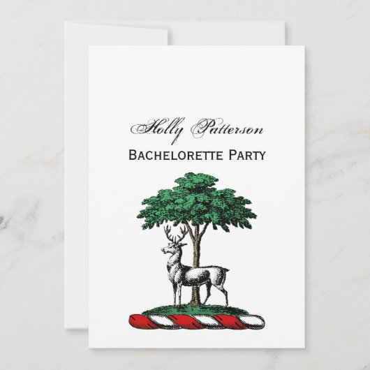 Invitation Cerf Daim devant un Arbre Blason Emblématique (Devant)