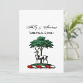 Invitation Cerf Daim devant un Arbre Blason Emblématique Crêt (Debout devant)