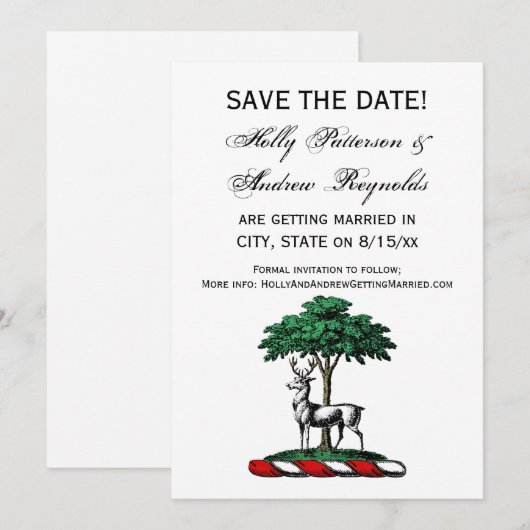 Invitation Cerf Daim devant un Arbre Blason Emblème Héraldiqu (Devant / Derrière)