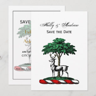 Invitation Cerf Daim par Arbre Emblème de Crête Héraldique