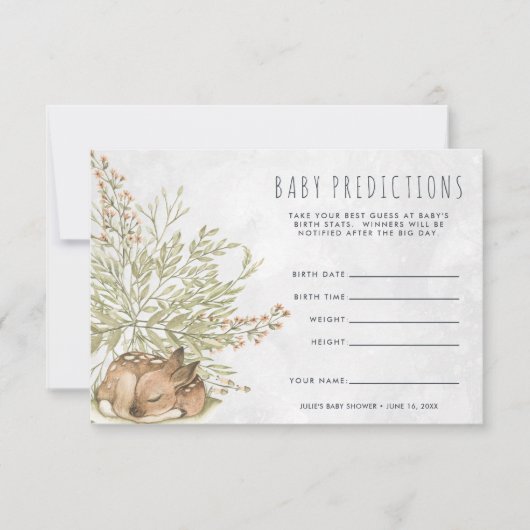 Invitation Cerf de forêt | Jeu de devination de Baby shower (Devant)