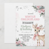 invitation cerf de l'hiver Onederland (Devant / Derrière)
