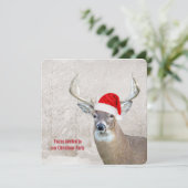 Invitation Cerf de Noël avec la fête du Père Noël (Debout devant)