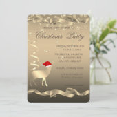 Invitation Cerf de Noël Chapeau de Père Noël,Diamants ,Fête d (Debout devant)