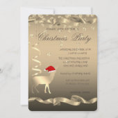Invitation Cerf de Noël Chapeau de Père Noël,Diamants ,Fête d (Devant)