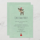Invitation Cerf De Noël Dans Une Fête De Noël Rouge Père Noël (Devant / Derrière)