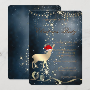 Invitation Cerf de Noël élégant Chapeau de Père Noël, Fête de