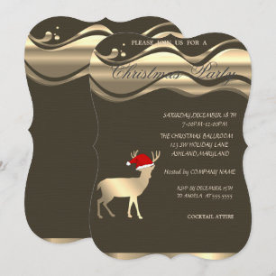 Invitation Cerf de Noël élégant chapeau de Père Noël, Fête de
