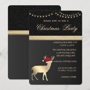 Invitation Cerf de Noël élégant Chapeau de Père Noël, Fête de