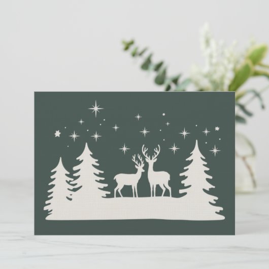 Invitation Cerf de Noël enneigé Saison d'hiver Vacances  (Debout devant)