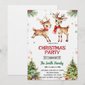Invitation Cerf de Noël renne (Devant / Derrière)