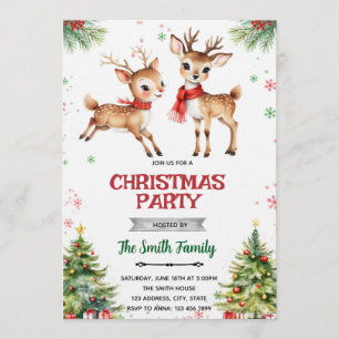 Invitation Cerf de Noël renne