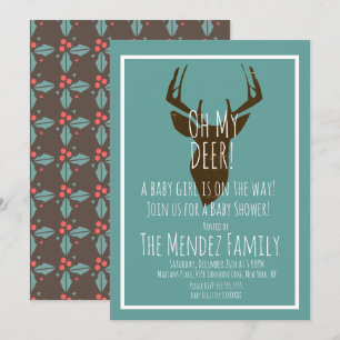 Invitation Cerf de Noël Rustique Fête Prénatale Bébé Mixte
