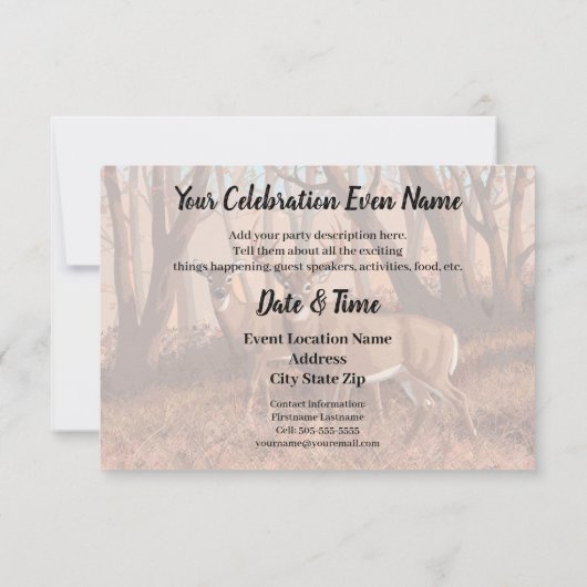 Invitation Cerf De Virginie Dans La Forêt Style Rétro Nature (Dos)