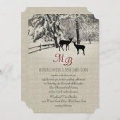 Invitation Cerf d'hiver avec Monogramme (Devant / Derrière)