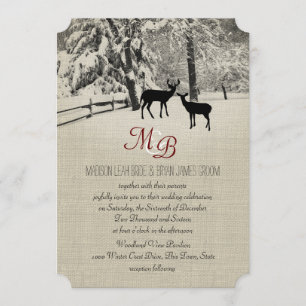 Invitation Cerf d'hiver avec Monogramme