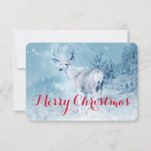 Invitation Cerf d'hiver avec pins Joyeux Noël