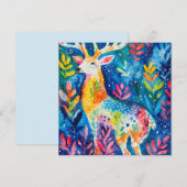 Invitation Cerf d'hiver coloré aquarelle (Devant / Derrière)